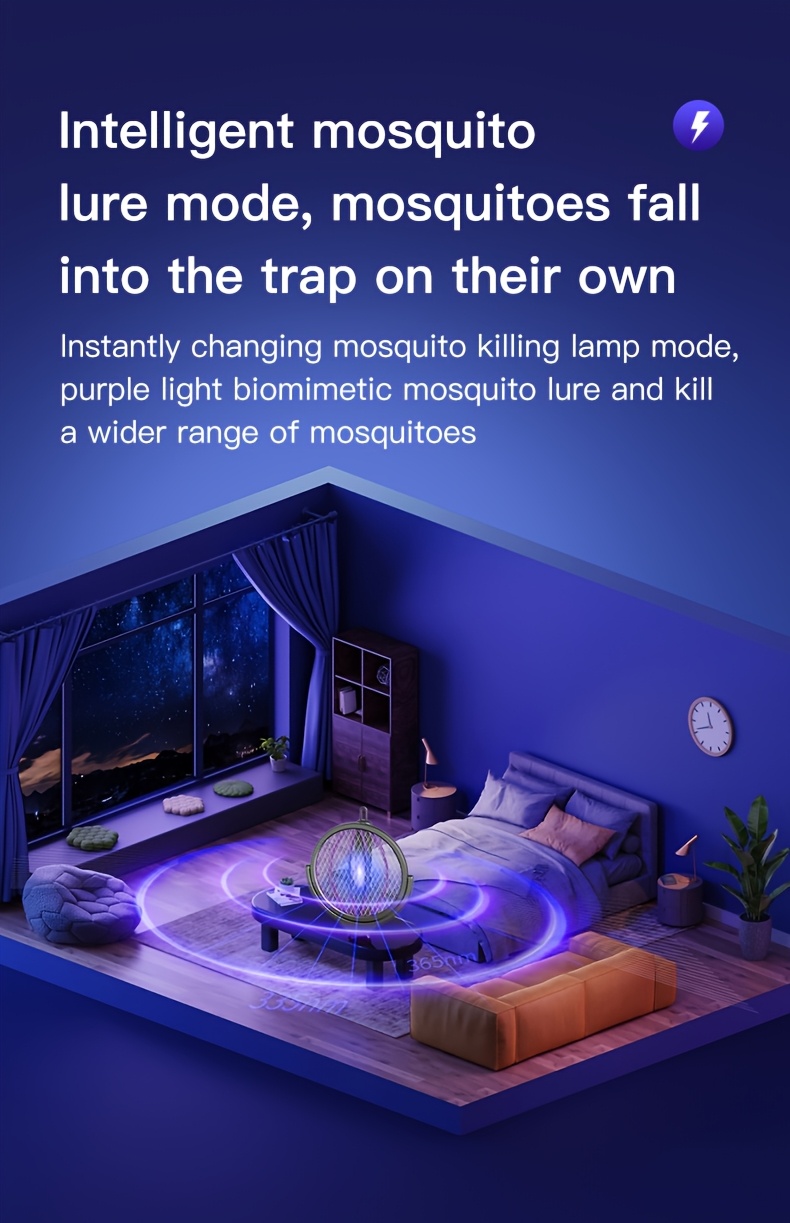 Electric Mosquito Swatter With Purple Light And Retractable Handle_voghion.com