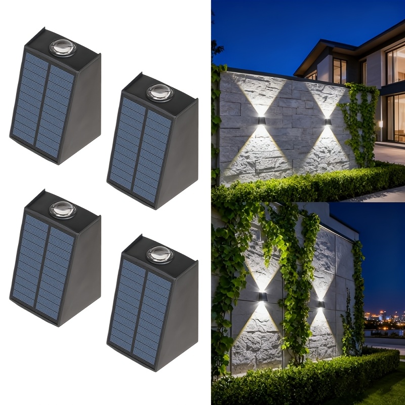 4 pack solar lights up and down wall lights dusk to dawn outdoor wall lighting fixtures bright patio garden deck fence porch christmas valentine   lighting semi flush mount polished end solar charging