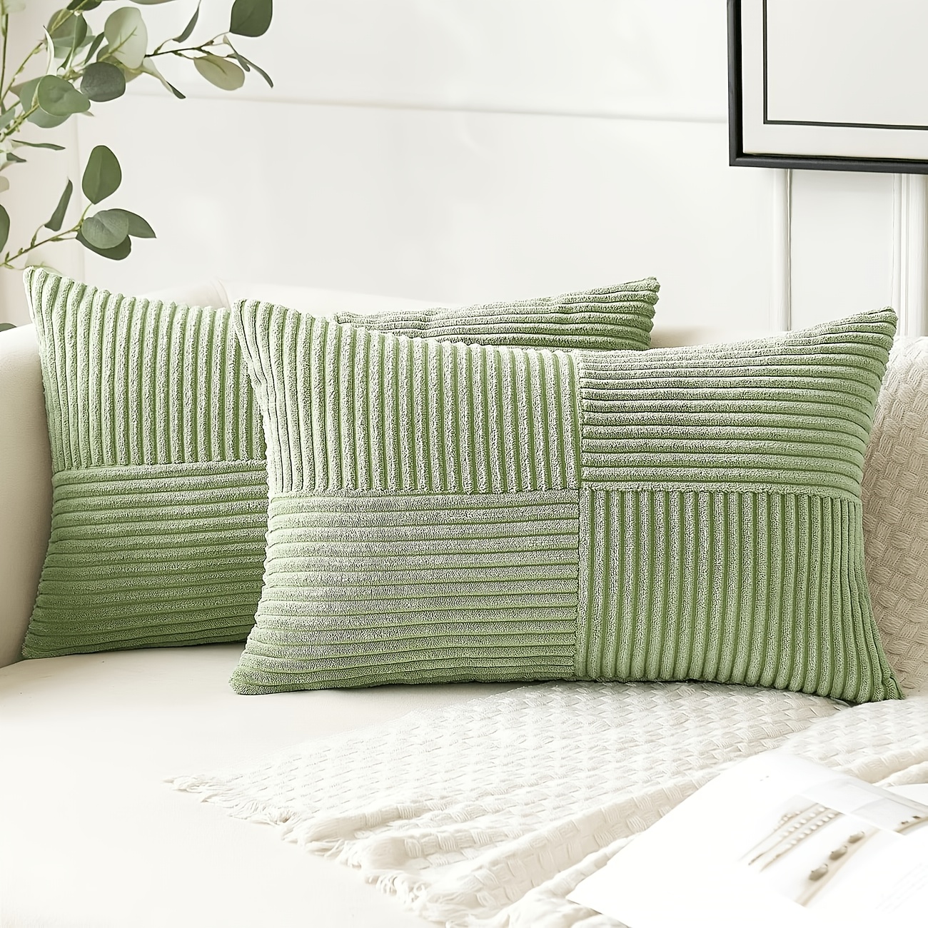 TEMU 2-pack New Minimalist Throw Pillow Covers, Lumbar Cushion Covers, Clean, Soft And Comfortable, Zipper Closure, Machine Washable, Suitable For