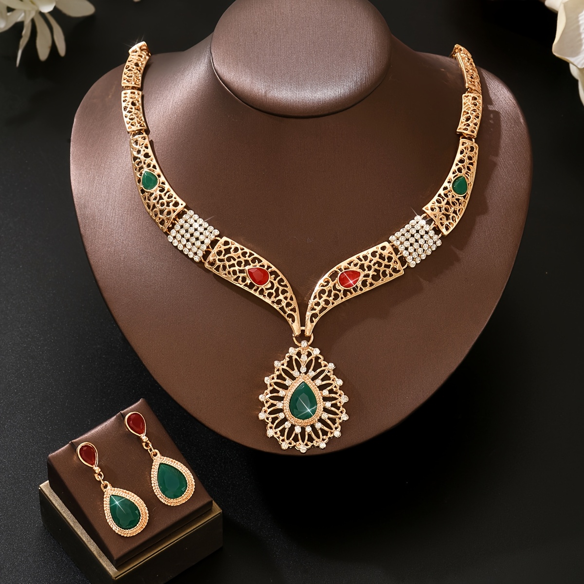 TEMU Vintage Ethnic Style Women's Jewelry Set, 2pcs Holiday Celebration Accessories, Dinner Parties And Balls