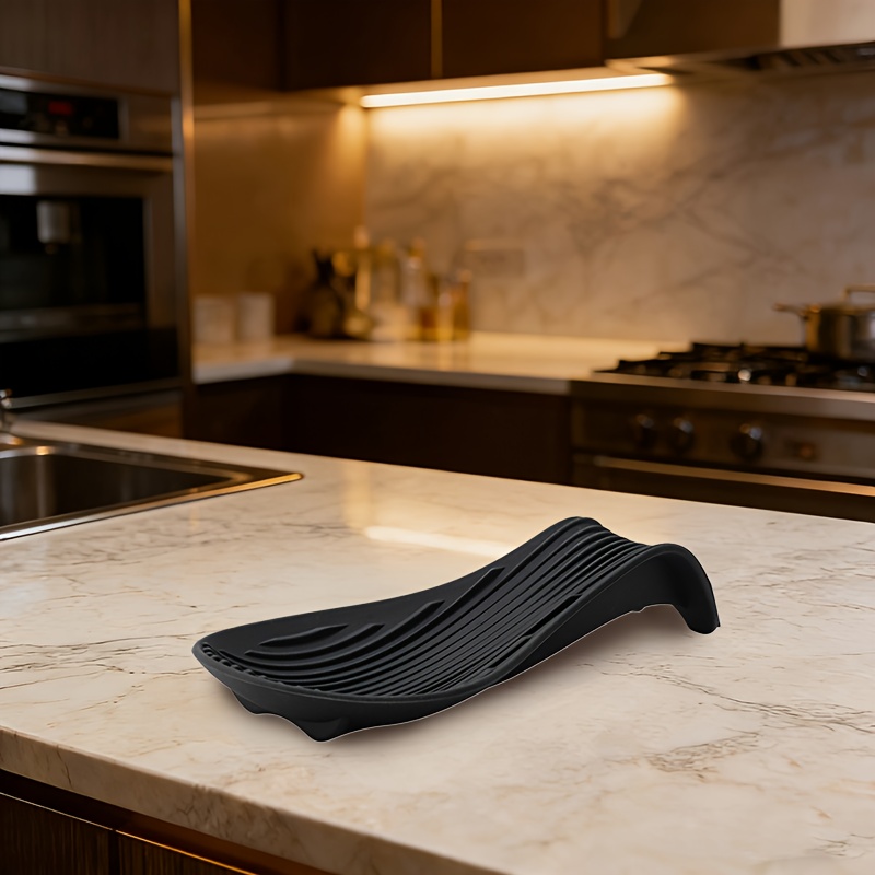 Image of Kemorela 1pc Silicone Spoon Rest, Kitchen Tool Holder Pad With Non-slip Heat Resistant Design For Cooking Utensils Organization - Ideal Placement Of Ladles And Tongs