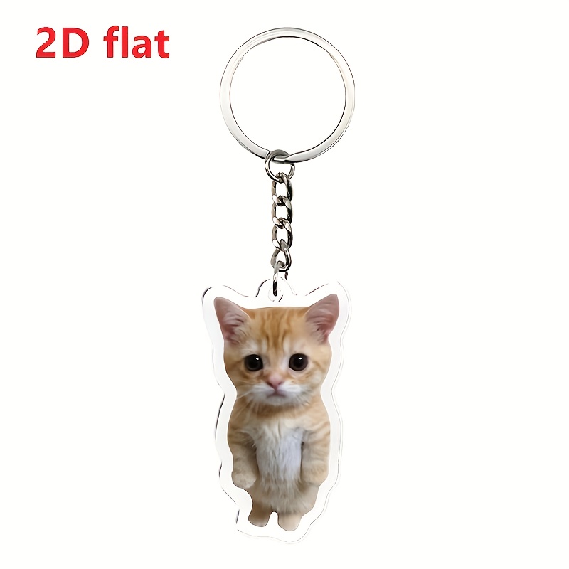 2d Flat, 1pc Acrylic Cute Cat Keychain Backpack Pendant Gift Decoration, 2d Design, 2d Flat