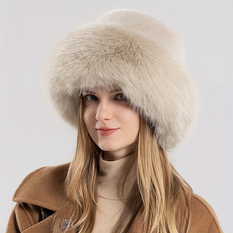 1pc womens plush faux fur fisherman hat fluffy winter warm  display picture 3