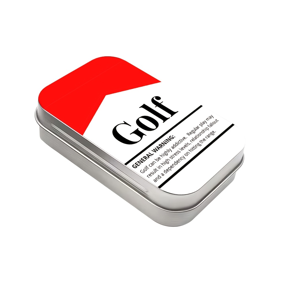 TEMU 1pc Metal Golf Tee Tin Box, Golf - Themed Design With Humorous Warning Quote, Storage Case & Organizer For Golf Tees, Ideal For Golf Courses,