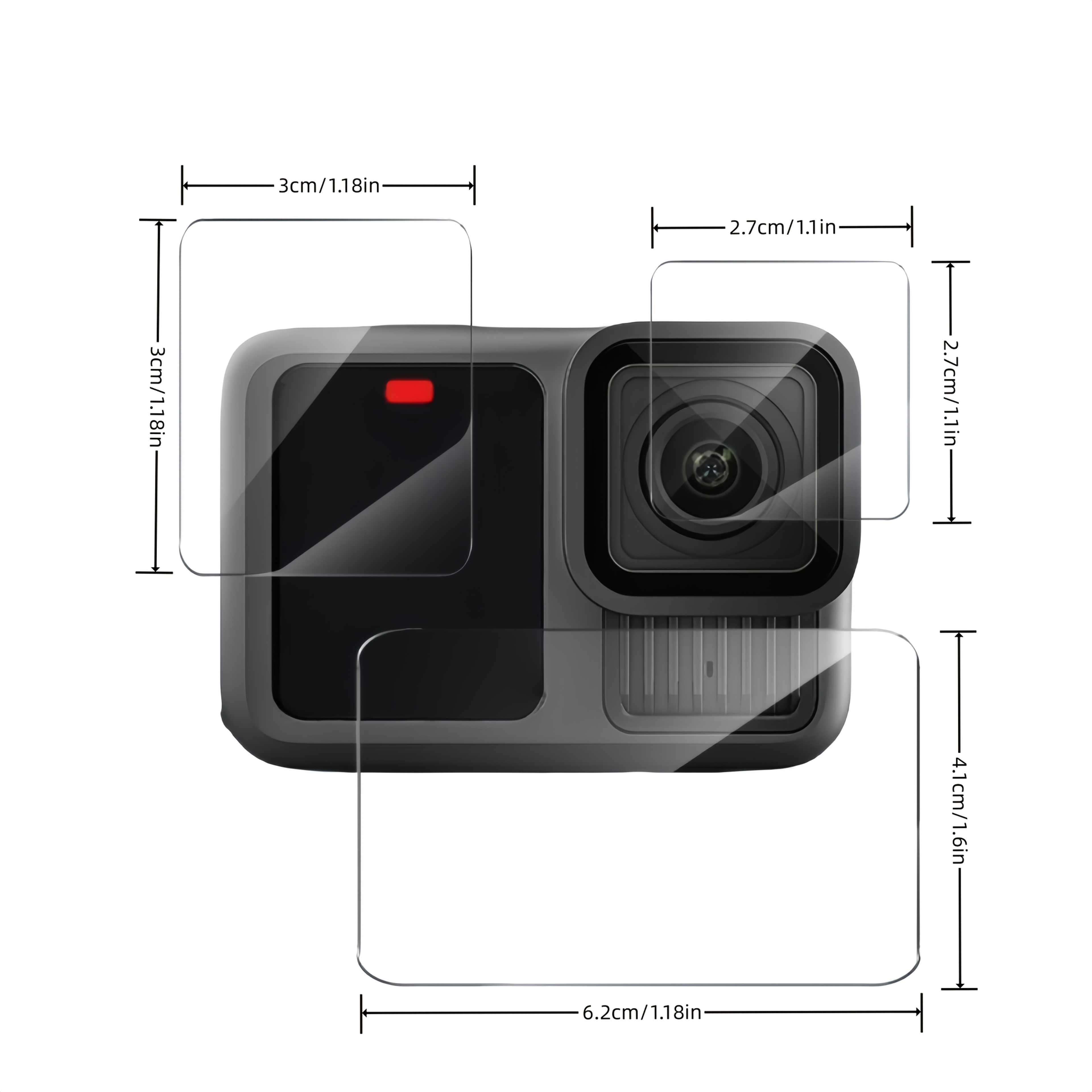 E-shop GoPro13/12/11/9 Black Gehärtetes Glas Bildschirmschutz-Set, Ultra HD 9H Härtegrad, Kratzfest, Fingerabdruckresistent, Blasenfreier Schutz für