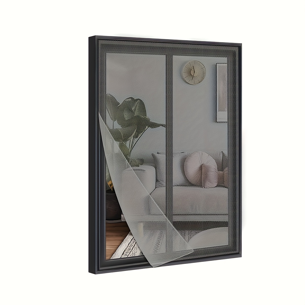 1pc Easy-install Black & White Screen - Invisible, Diy Mesh Window Net With Magic Tape For Living Room Decor