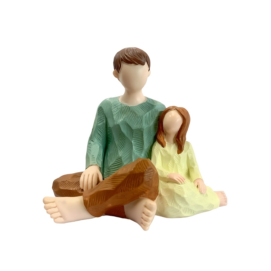 Image of Family Outdoor Sculpture, , Adornment , Dad Daughter Statues, Figurines, Perfect For Anniversaries, Birthdays, And Special Moments, Hand-painted