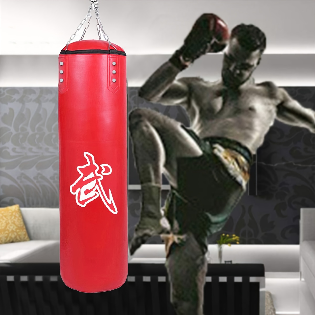 Pu Leather Adult Heavy Boxing Punching Bag Sturdy Metal Set - Temu United  Kingdom