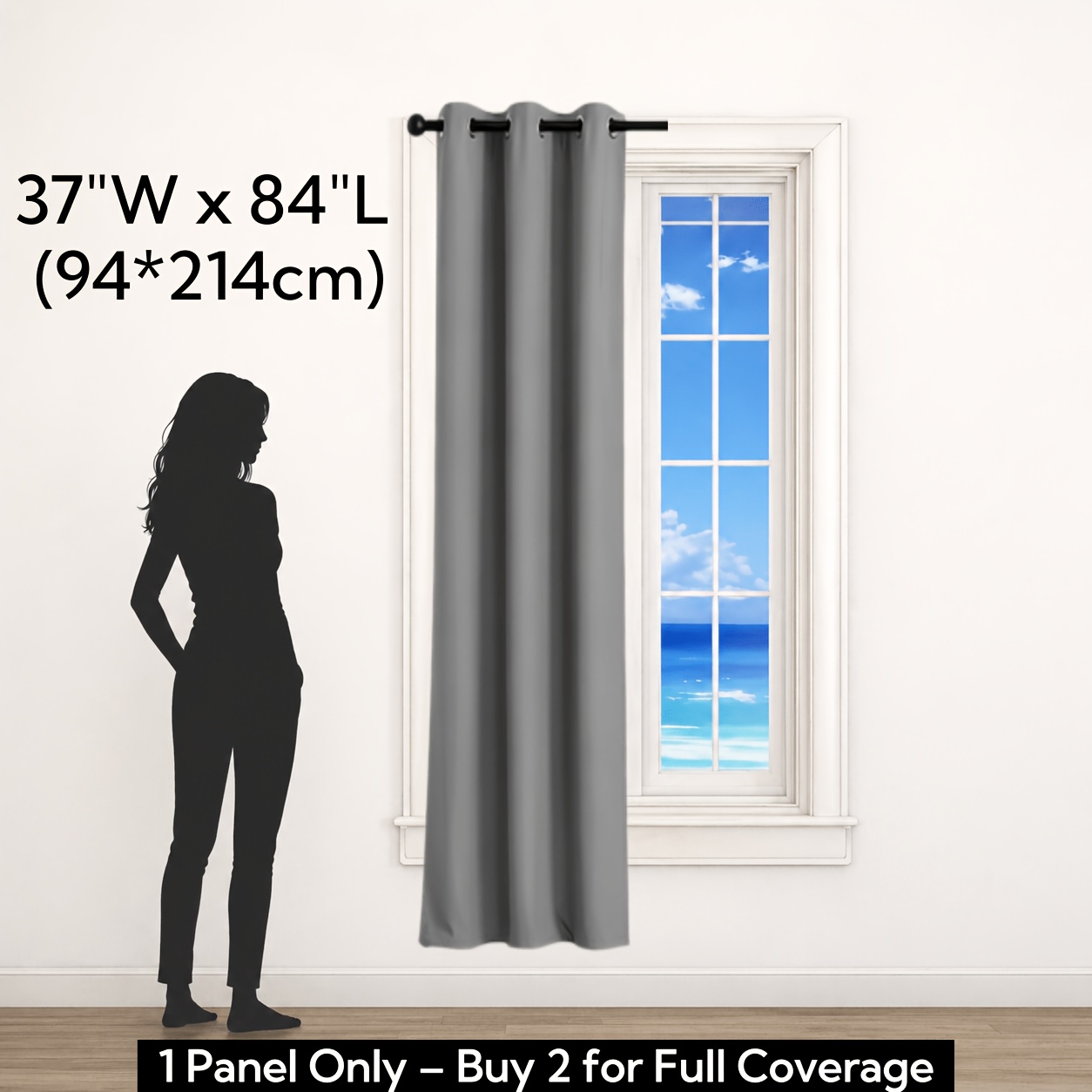 TEMU 1pc Minimalist 100% Blackout Curtain, With Coated Thermal Lining, For Living Room Closet Window, Doorway Thermal Rope Room Darkening Curtain