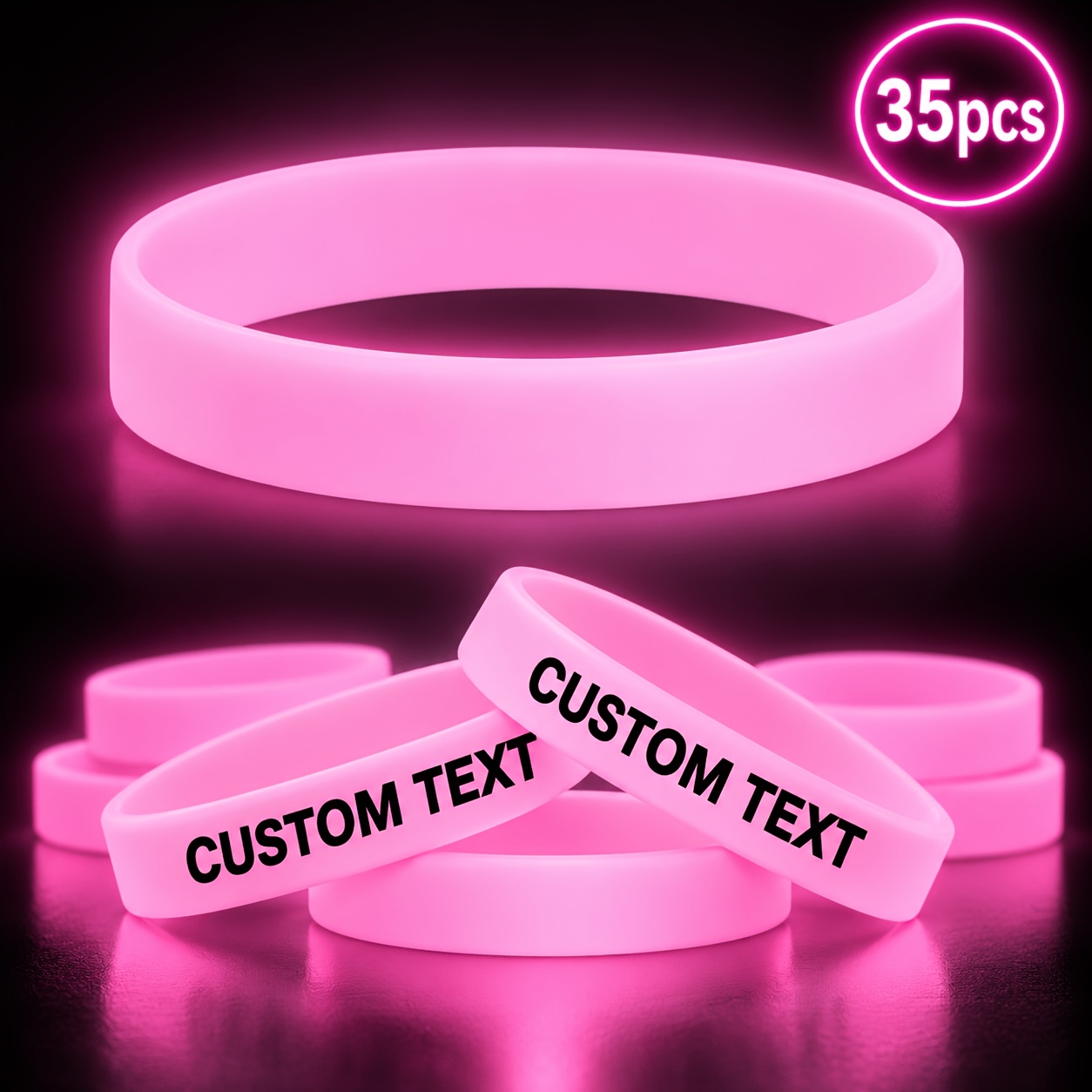 TEMU Pulsera de 35 piezas que en , regalo para ella/él, muñequera de silicona luminosa, pulsera de neón, adecuada para correr de noche - Regalo
