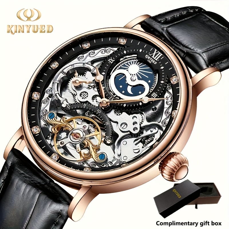 Image of [[kinyued] Dual-sided Hollow-out Men's Watch With Displays, A Fashionable And An Ideal Gift , Without Battery