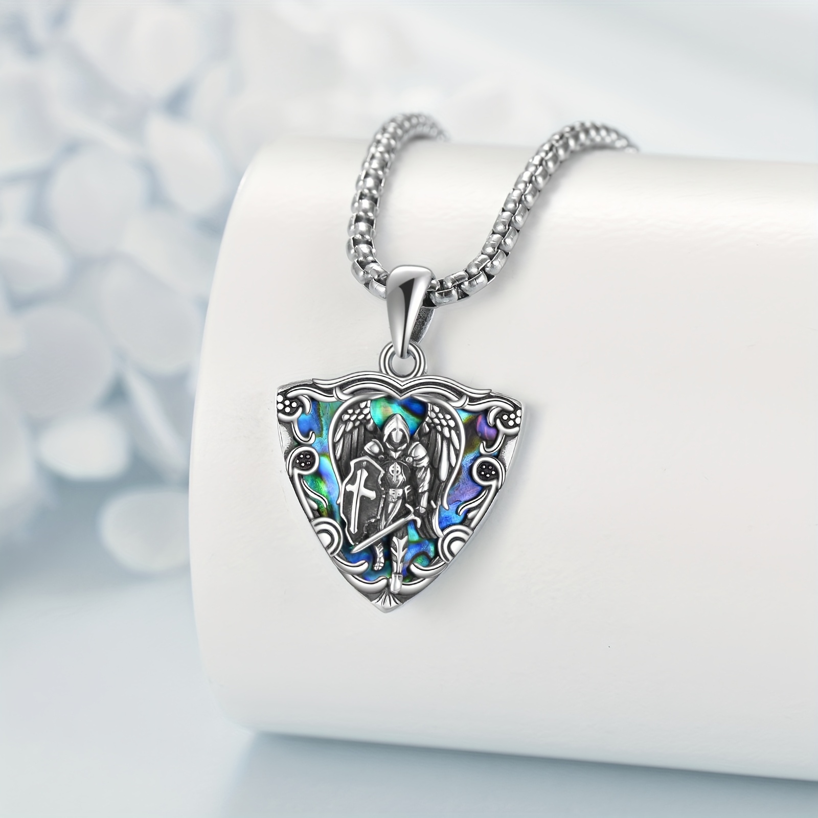 Men's St. Michael Archangel Pendant Necklace, 925 Sterling Silver