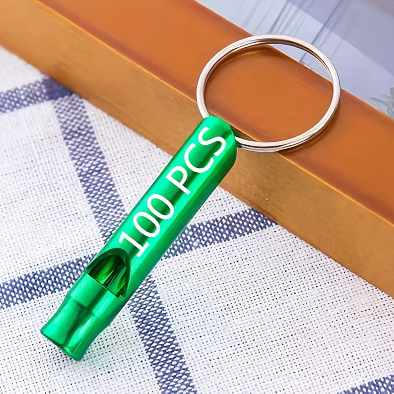 TEMU 100pcs Custom Engraved Aluminum Alloy Survival Whistles With Keychains – Personalized Name, Phone Number, Team & Company Logos – Colorful,