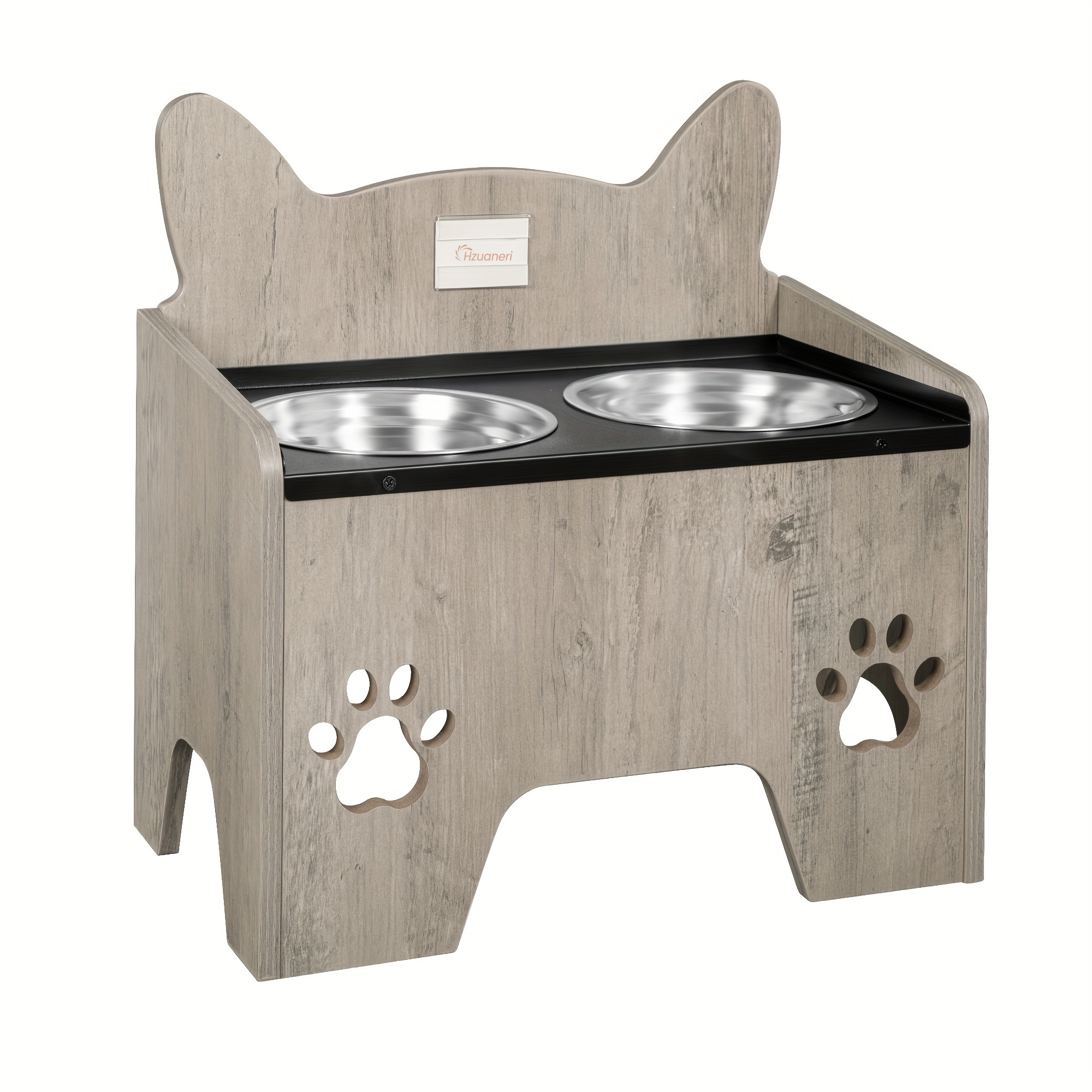 Image of Raised Dog Bowls, Raised Dog Bowl, Dog Bowl Stand With 2 Stainless Steel Bowls, Leak-proof Dog Bowl Set, Food Bowls, For Large, Medium Dogs, / And Black