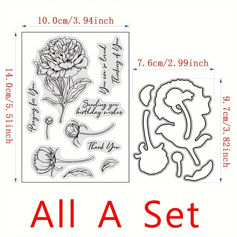A Set Of 2pcs Flower Series Transparent Stamp And Die Set For Stamps