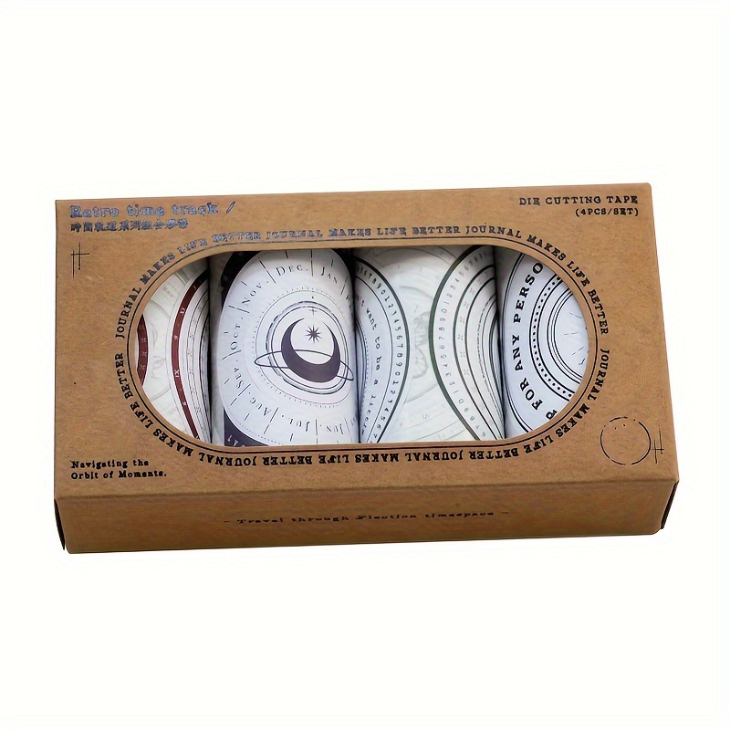 Image of 4 Rolls/box, 3.15 Inches, Series, Vintage Journal Decoration Materials, Cut Waste For Exquisite Book Collage Decor, Diary Embellishments, Craft Collage Decorations, Holiday Gifts, Festive Decorations