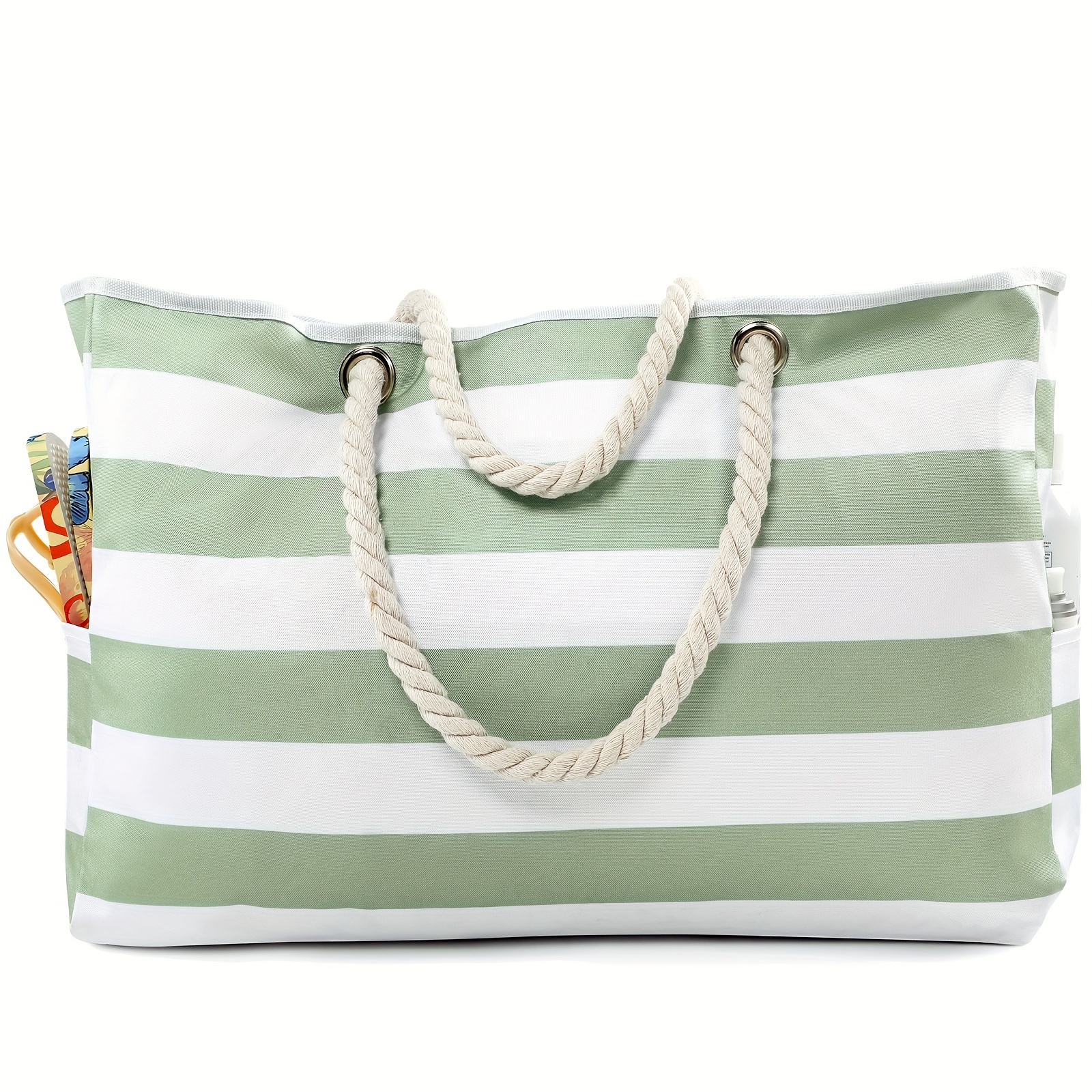 

Simple Large Capacity Striped Pattern Shoulder Bag, Lightweight Multifunctional Toiletry Wash Handbag For Women's Summer Vacation Use