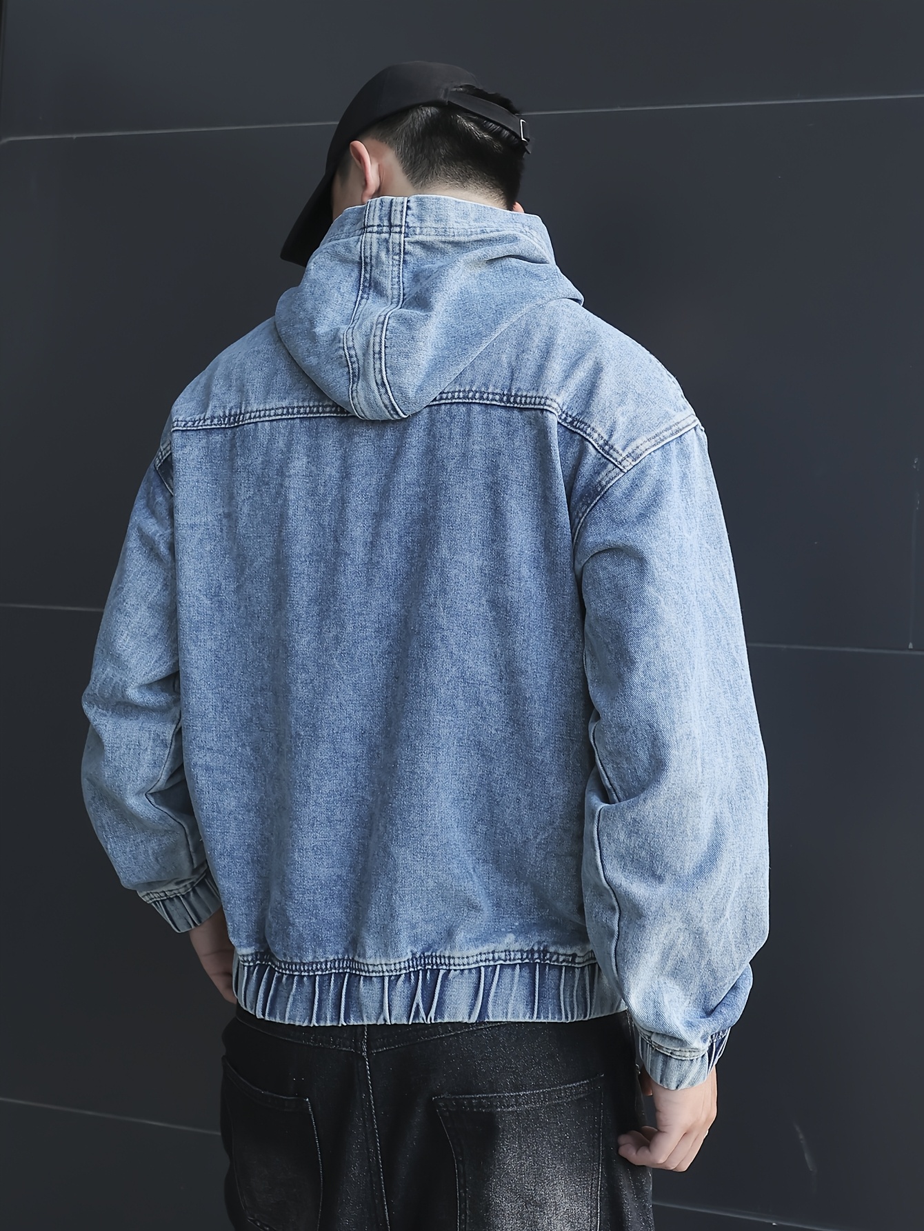 ●Bad Blue● Dot Denim Hoodie Jacket (Light Blue) men's casual light blue denim hoodie jacket blend - Temu Canada