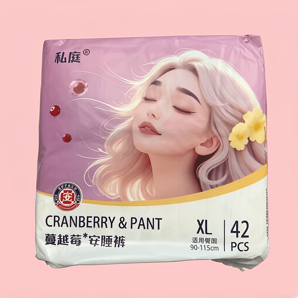 Image of 42pcs Set Of Pink Series | Si | Panty-style , Ultra-thin, Dry, Nighttime Sleep Pants, Fresh And Safe Underwear