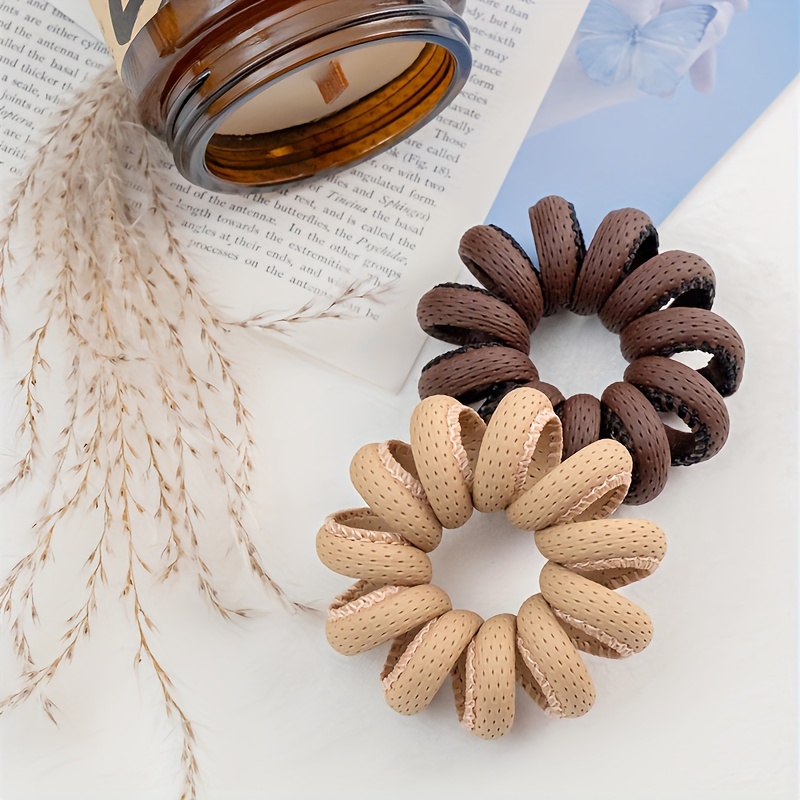 Spiral Pu Leather Hair Ties Large Elastic Telephone Cord - Temu