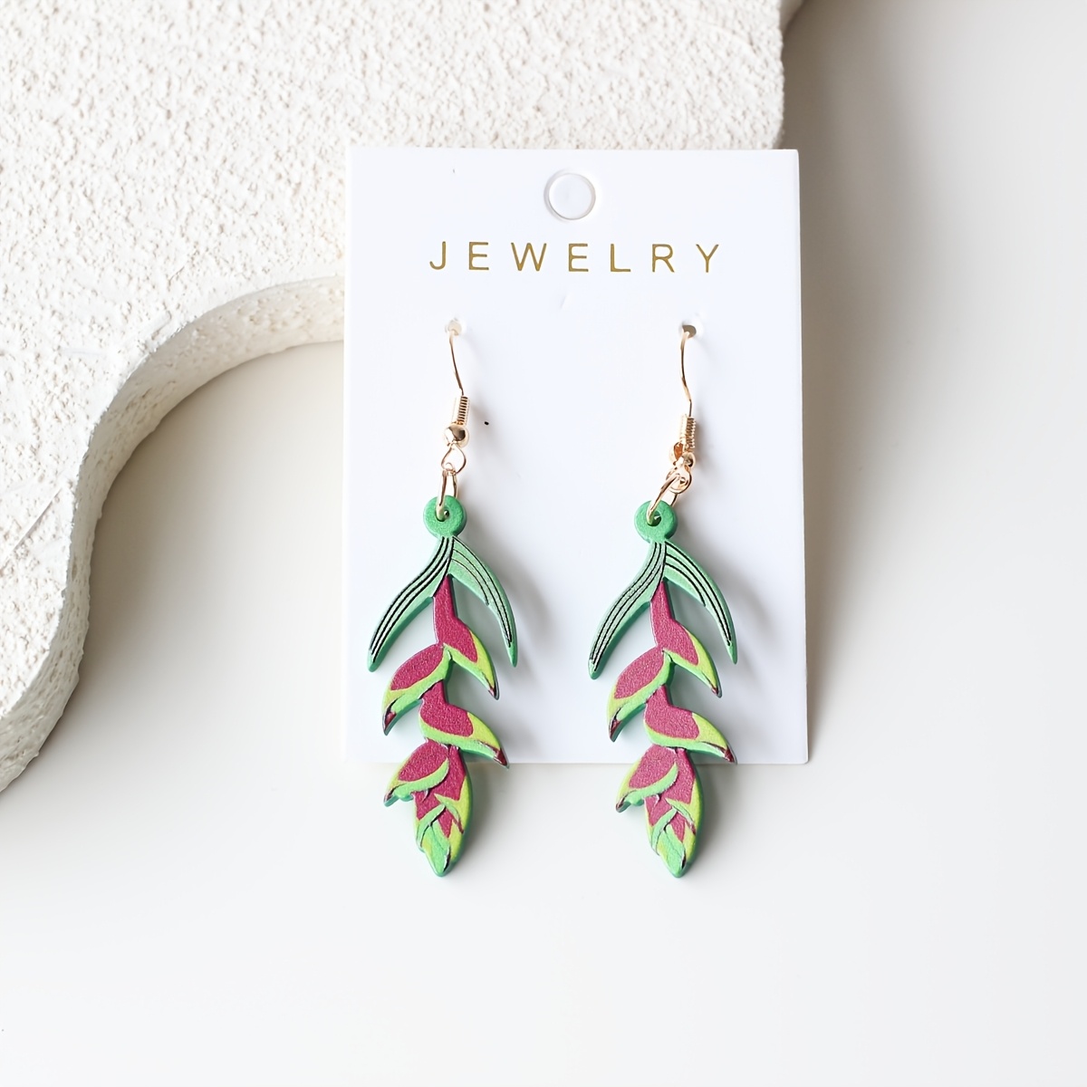 TEMU 1 Pair Of Spring/summer Tropical Plant Hanging Acrylic Women' Earrings, Clay-textured, Vacation-elegant And Cute, Suitable For Parties,