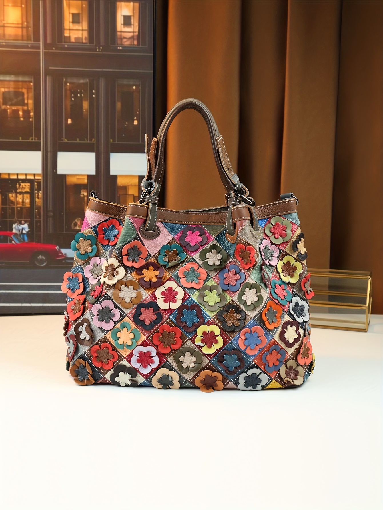 Tote Bag with Detachable Strap and Golden Hardware