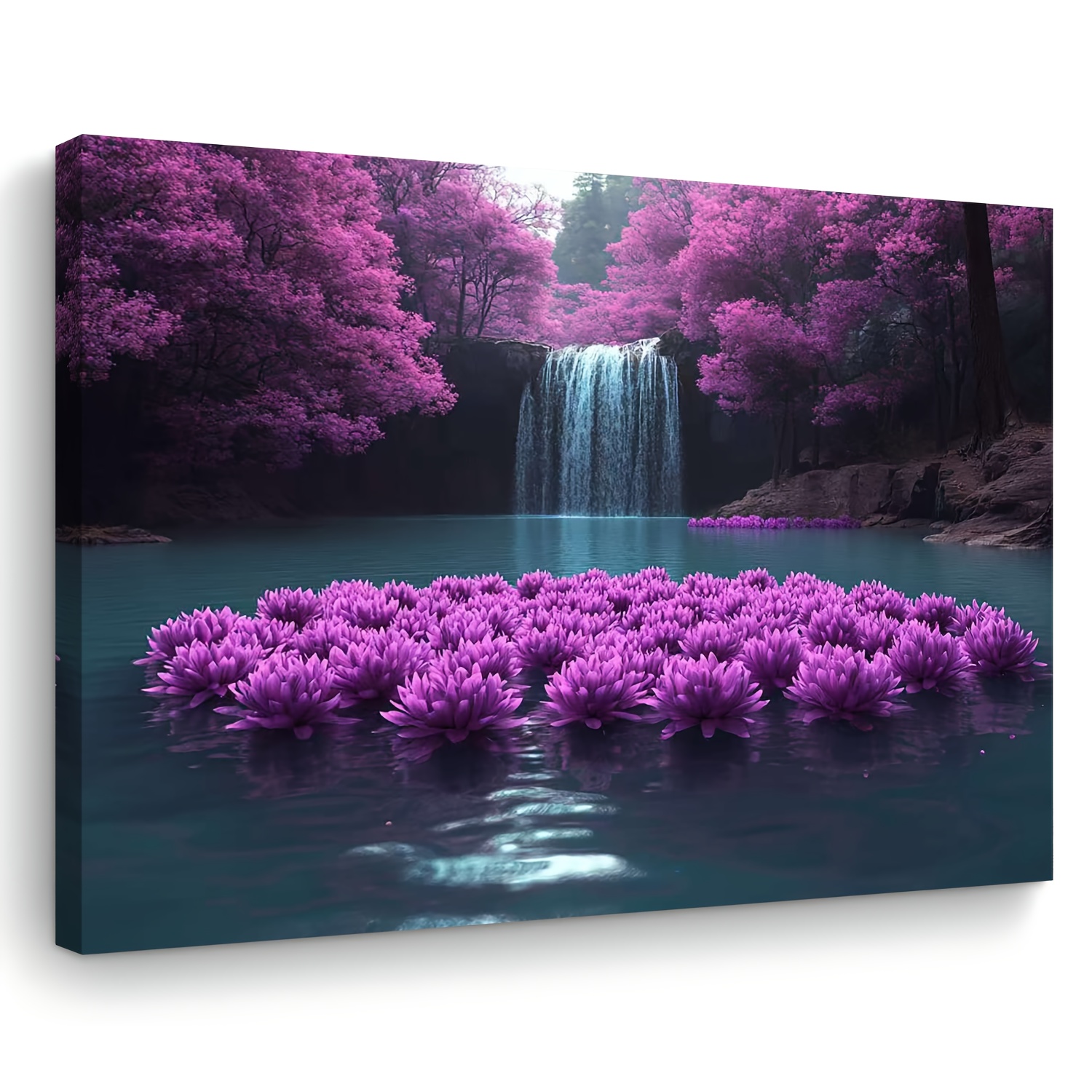 

1pc Purple Waterfall Canvas , Wooden Nature Scenery Print For Living Room, Bedroom, Office - 11.8x15.7 Inches, Ideal Christmas Gift