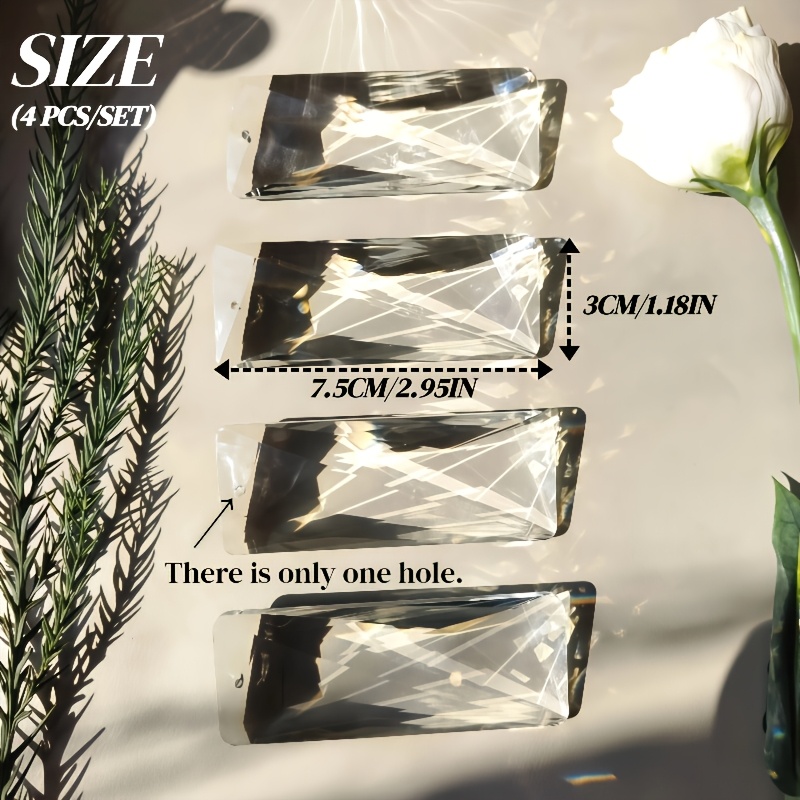 TEMU [crystal Pendant]4pcs Per Pack: 2.95"/ 75mm Or 5pcs Per Pack: 1.97"/ 50mm- Romantic Square Chandelier - Sun Catcher - Transparent Glass Prism -