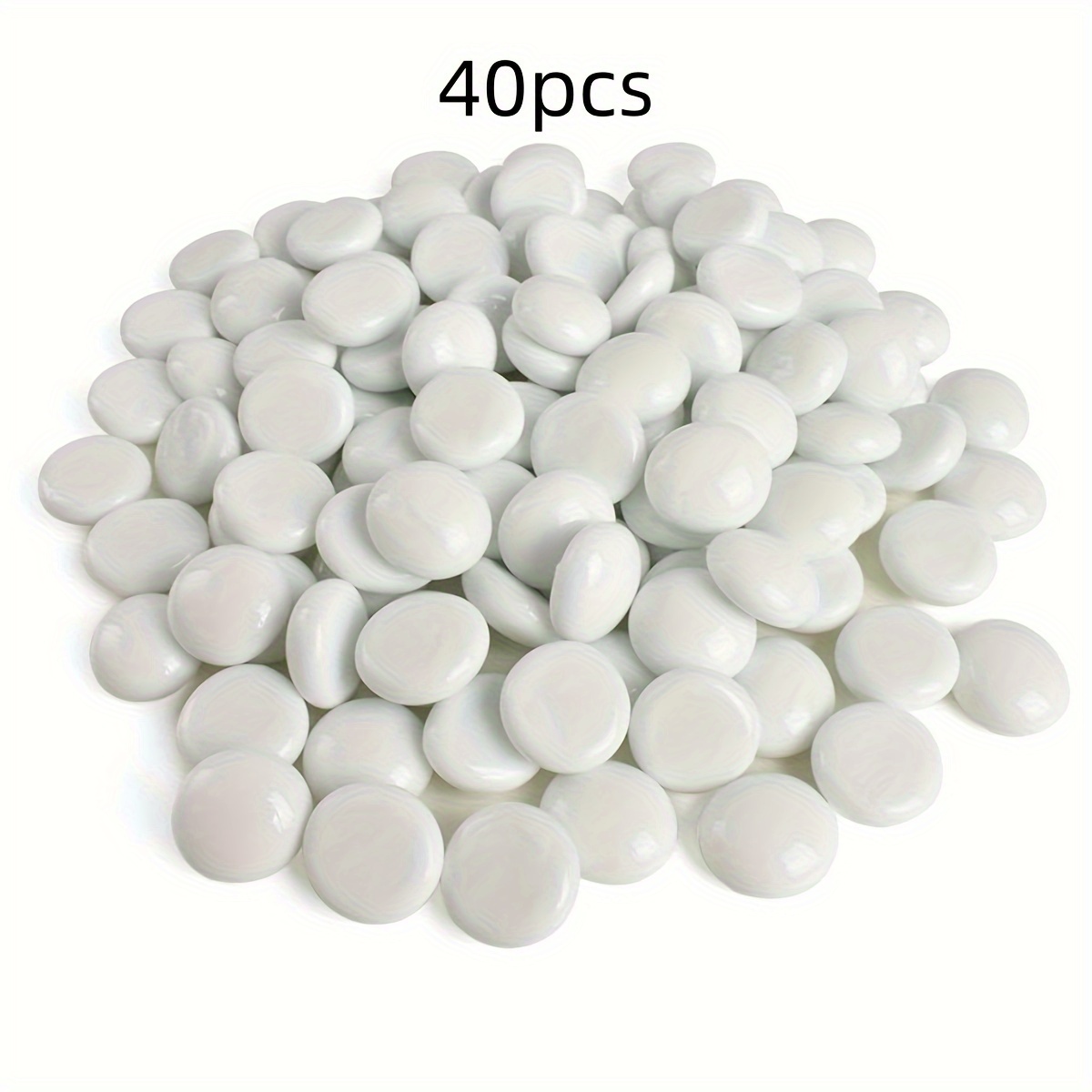 40pcs/pack White Glass Flat Beads Mosaic Patch Handmade Materials Patch Garden Scenery Vase Decoration Beads