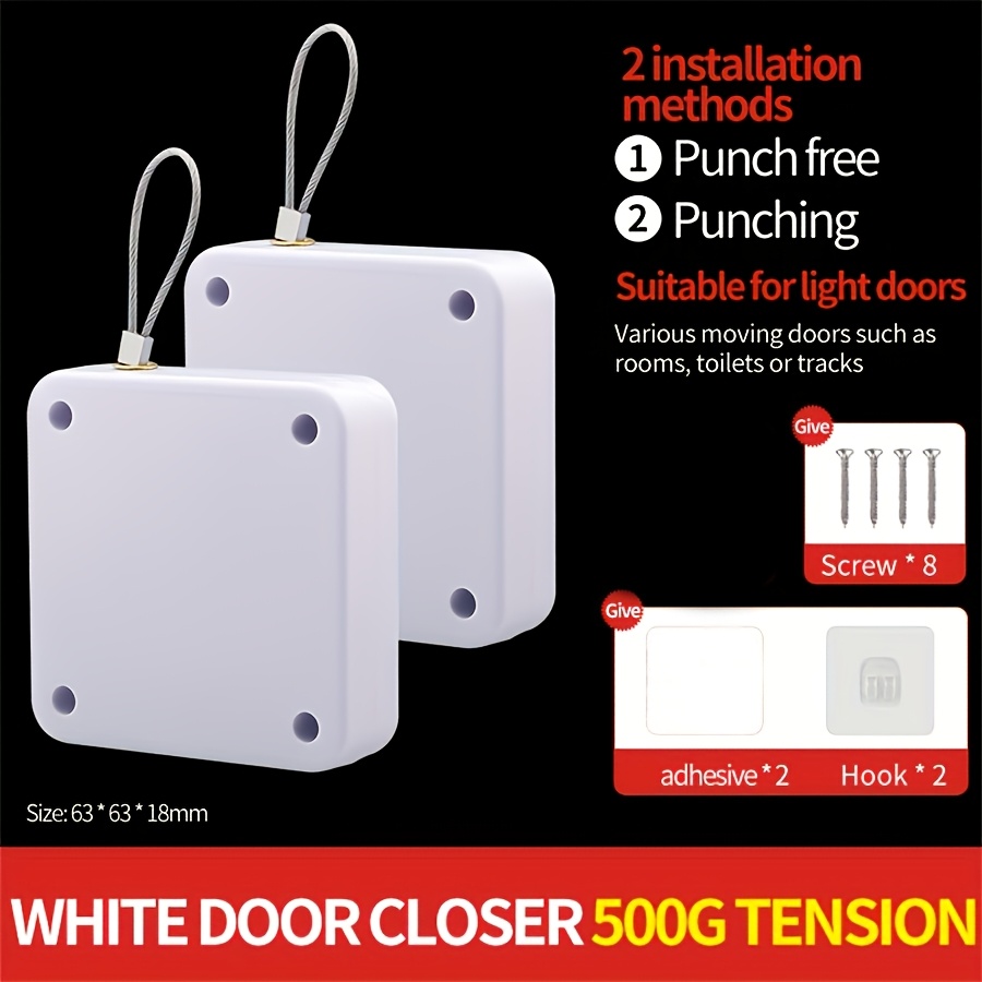 2pcs punch free automatic door closer multifunctional automatically screen door closer residential commercial auto door closer with drawstring closer door retractable for internal home store