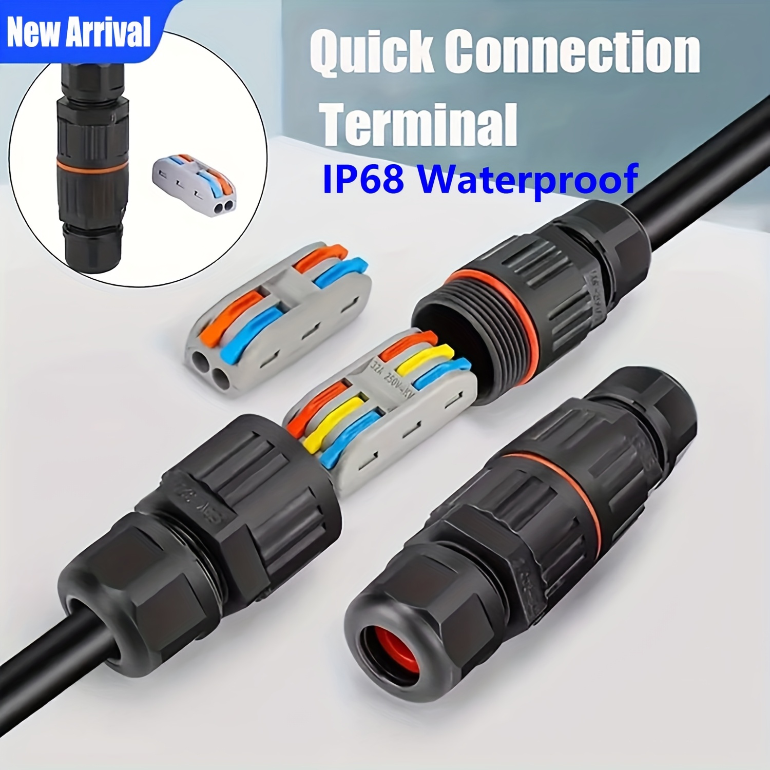 1 3 5pcs ip68 electrical cable connector outdoor 2 way junction box wire connectors with replaceable lever wire connectors for awg   quick connect joint for outdoor use quick screwless installation