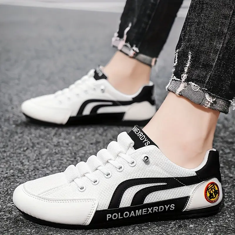 mens fashionable low top sneakers breathable non slip lace up shoes for outdoor activities details 8