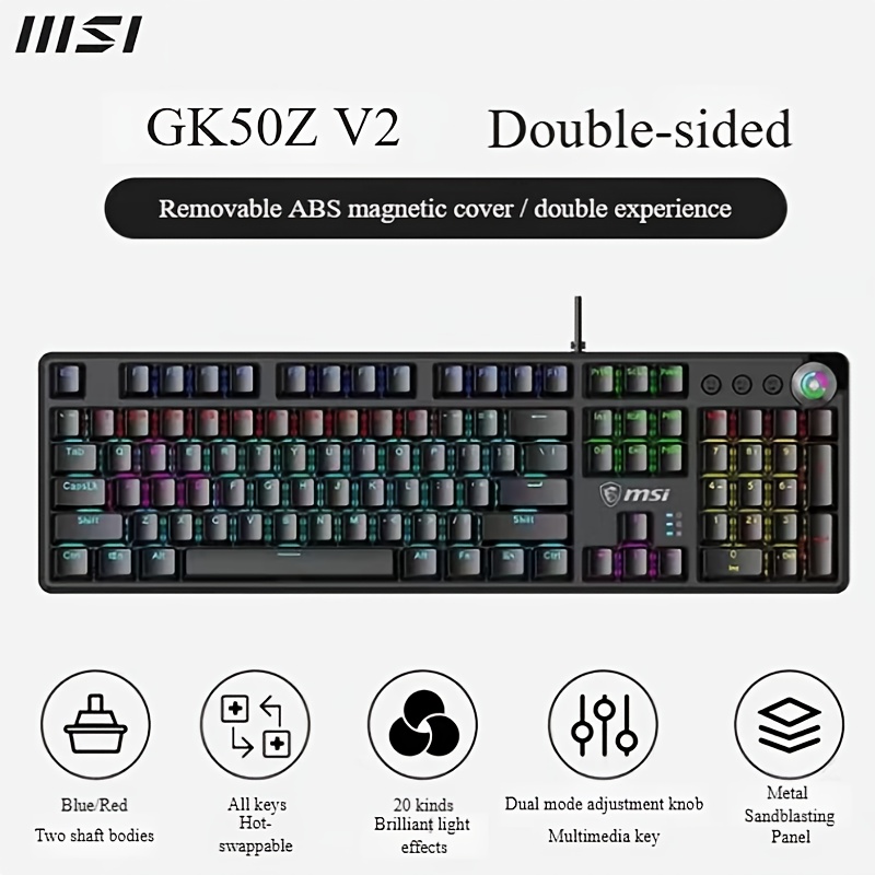 msi gk50z v2 mechanical gaming keyboard with rgb   104 key wired design usb powered 36  1 8m keyboard length 1 8m keyboard width gaming keyboard esports keyboard sleek keyboard design durable keyboard Product details 11
