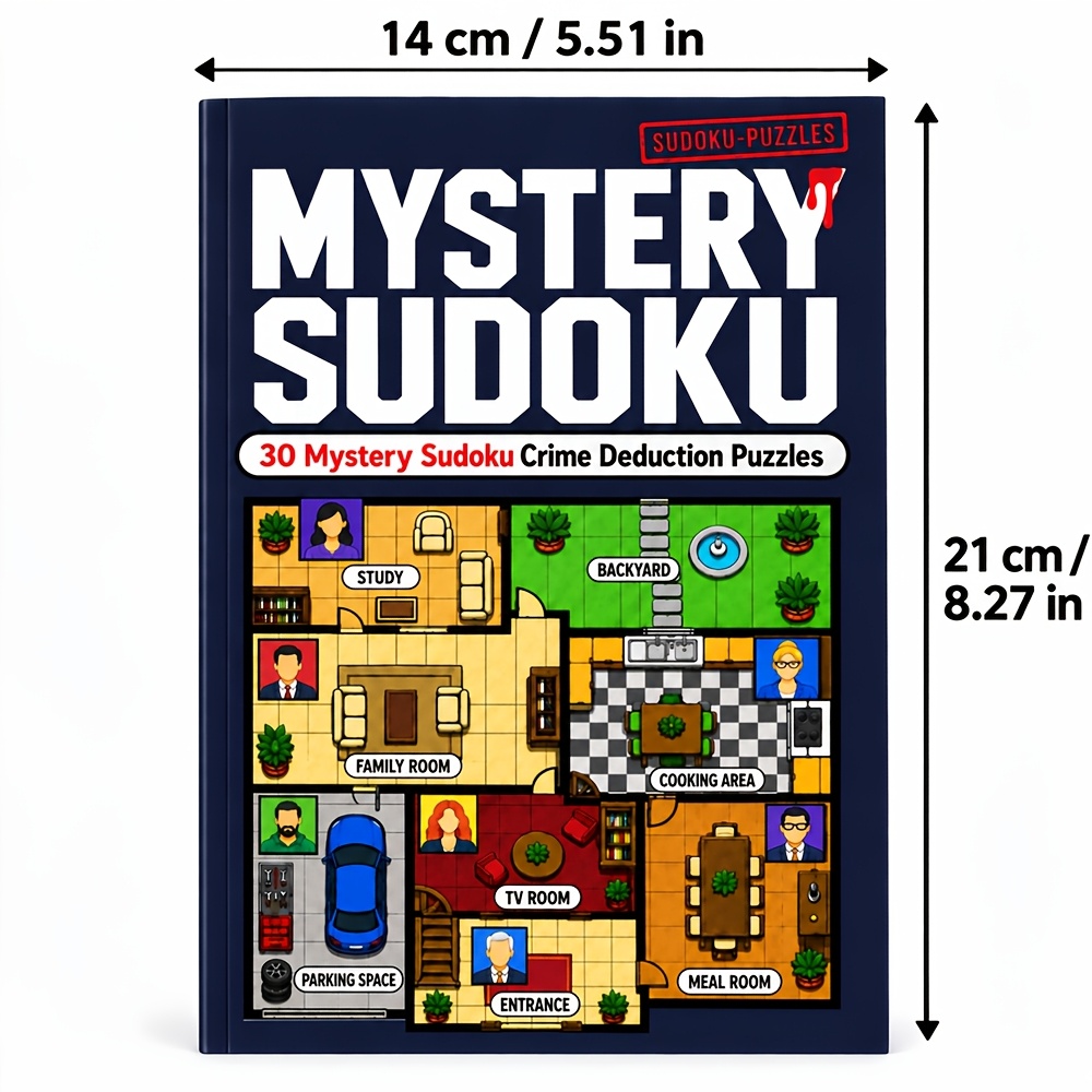TEMU Libro de Rompecabezas Místico de Deducción Sudoku, 30 Casos de Suspense Desafíos de Rompecabezas Lógicos, Análisis de Clues Eliminación de