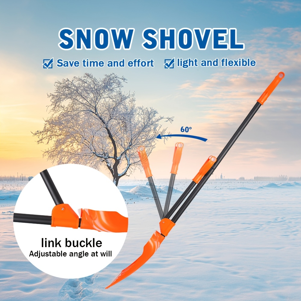 

1pc Vivicreate Adjustable Snow Shovel, 60" Lightweight Pp Material With Non-slip Grip, Impact-resistant Aluminum Blade For , , And Yard - Orange