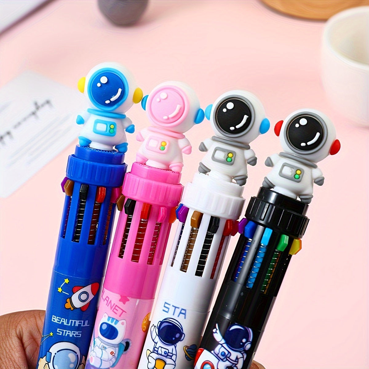 

1 pièce, 1/4 pièces de Stylos à Bille Ronds de Dix Couleurs, Stylos à Bille Ronds Mignons