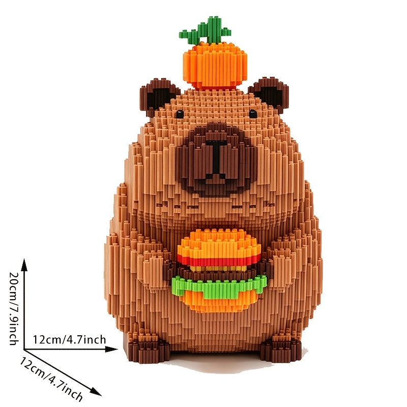 TEMU Capybara Micro Building Blocks Suitable For Kids & Adults, Capybara & Hamburger/carrot Animal , Diy Assembly Desktop Decoration, Creative Puzzle
