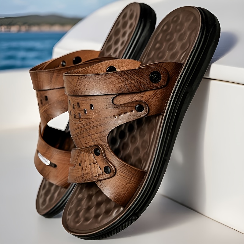 TEMU Tongs de plage ajourées grande taille pour homme, sandales de mode d'extérieur pour vacances à En , yachting, tenue décontractée, chaussures de