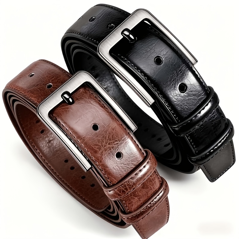 Men's Split Leather Alloy Buckle Belt, Business Casual Versatile Design