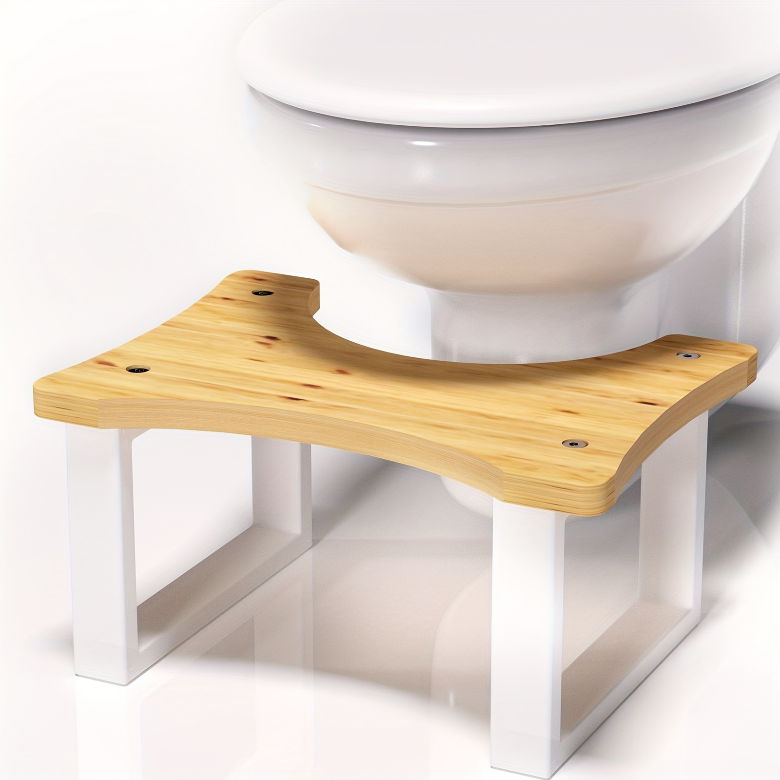 

Bamboo Toilet Stool, 7 Inch Potty Poop Bathroom Stool With Extra Soft Microfiber Rug And Hooks, Non-slip Toilet Assistance Step Stool For Adult, Improve Squatting Posture - Healthy Gifts