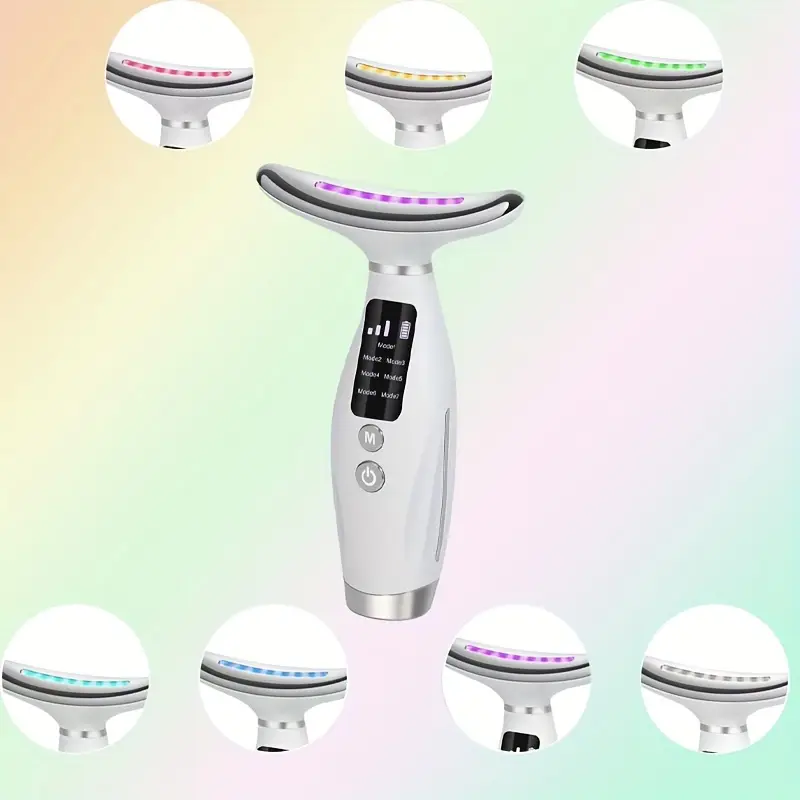 massajador facial portátil   frequência   cores, instrumento de beleza para o pescoço, massajador de   com bateria de lítio recarregável por usb, sem fragrância 1