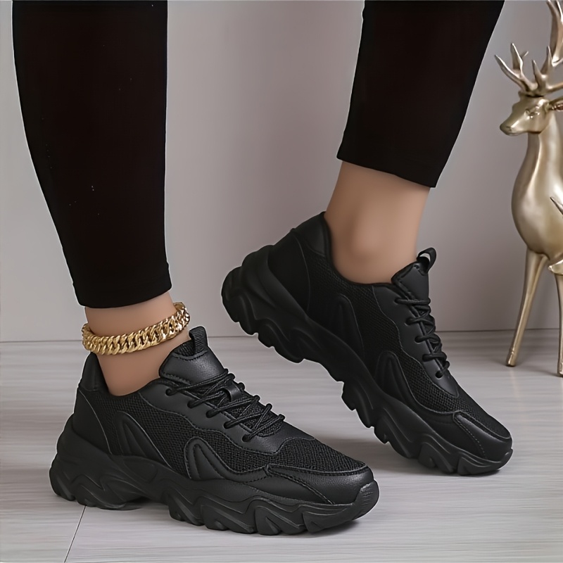 Women's Height Increase Platform Sneakers - Soft-Soled Lightweight Breathable & Sole Low-Top Lace-Up Walking Shoes Suitable for - Casual Wear, Office, Everyday Use - Cushioned for Height Boosting Footwear, Women Shoes