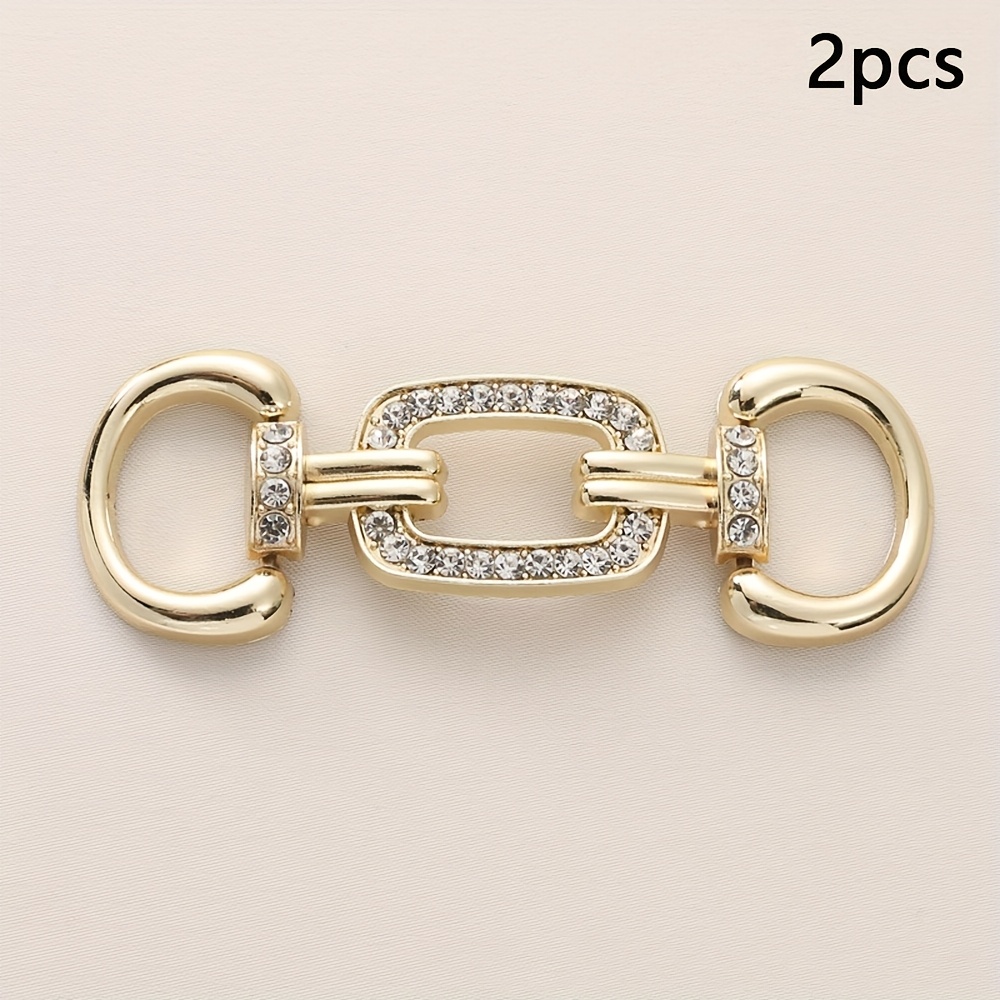 TEMU 2pcs Metal Open-ended Rhinestone Chains, Shoe Accessories, Slide Sandal Decorations, Clothing Dress Strap Connectors