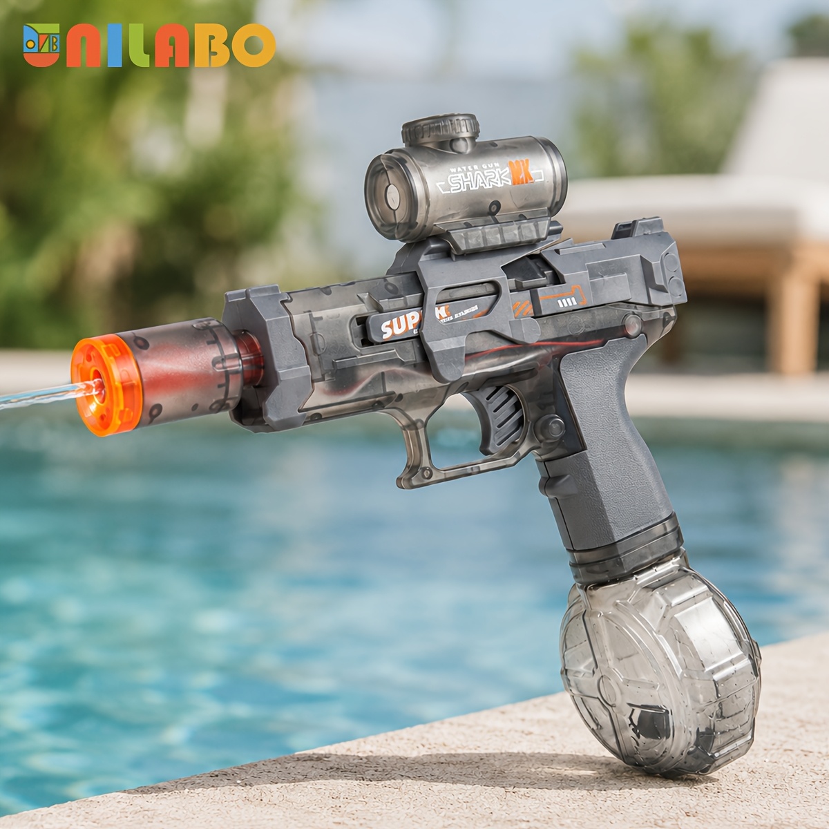item picture Upgraded Electric Toy Water Gun with Lights, Fully Automatic Continuous Fire with Cool Lighting Effects. The Upgraded Version Is Easier for Children to Hold, Making It a Great Summer Outdoor Toy for Beach, Pool, and Pool Parties