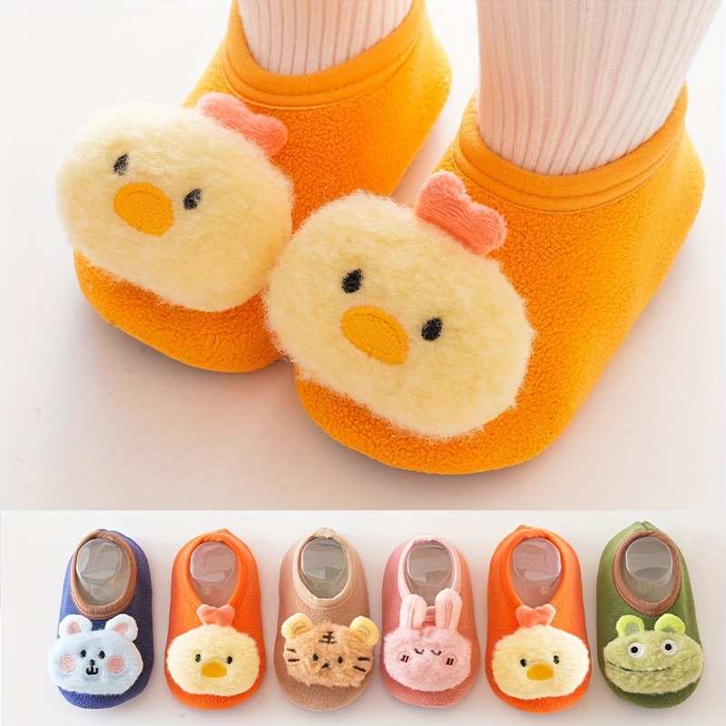 021b5976-be75-4243-91e3-c5235983e625.jpg 2 Pairs Baby Chicken Anti-Slip Floor Socks - Cute Chicks & Eggshell Design, Soft Non-Skid Gripper Soles, All-Season /Outdoor Use