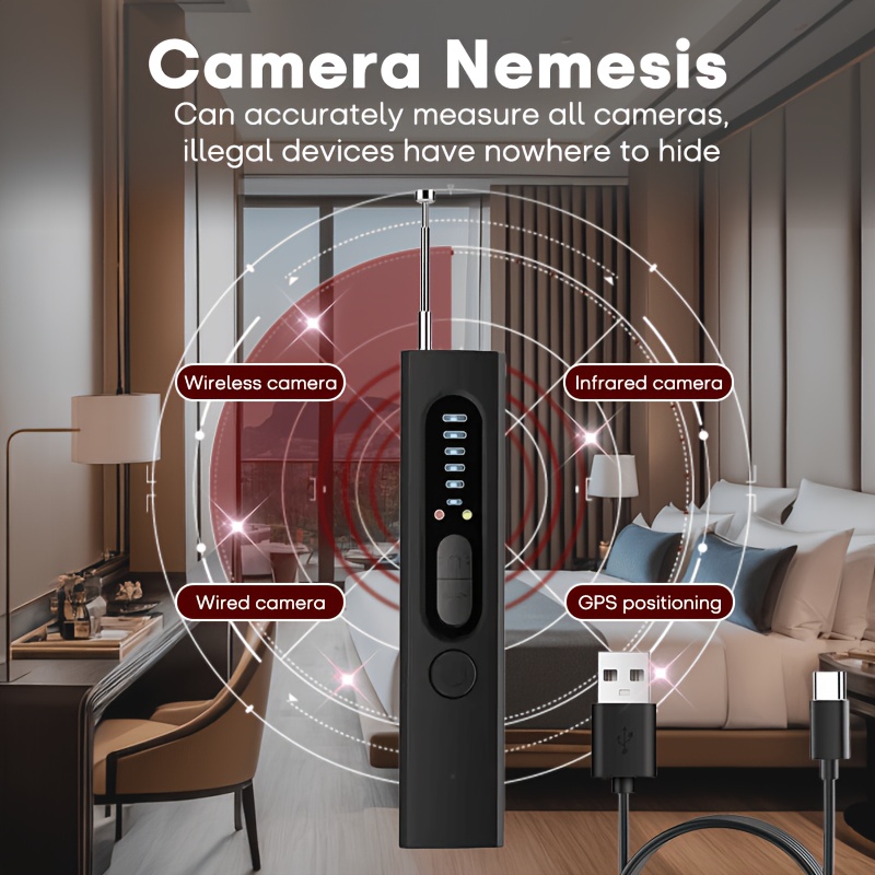 TEMU Smart Camera Detector, Anti-eavesdropper, Anti-tracking, Very Suitable For Meeting Rooms, Homes, Hotels, Cars, Privacy And Security Protection