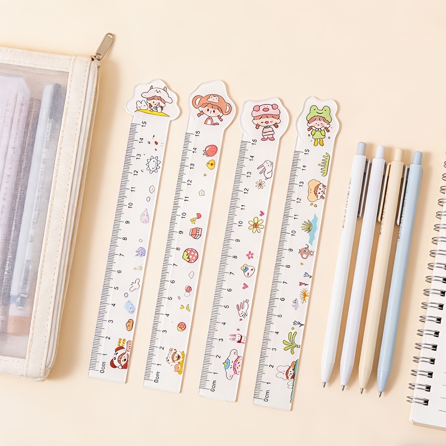 4pcs Cartoon-themed Ruler Set, Perfect for Office and Study Use