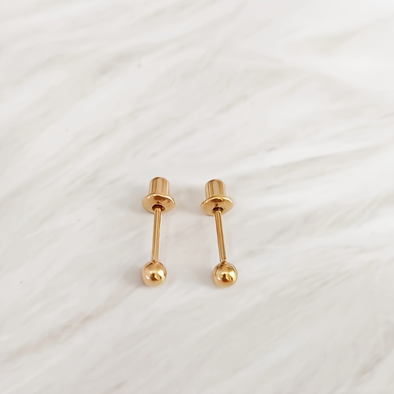 18K Golden Plated Titanium Screw-On Ear Studs — Minimalist Design