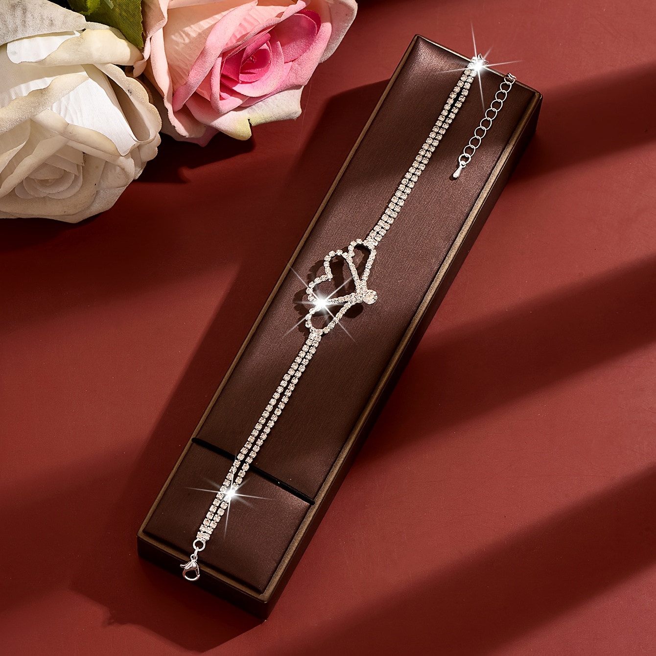 Unisex Heart Bracelet with Sparkling Inlay