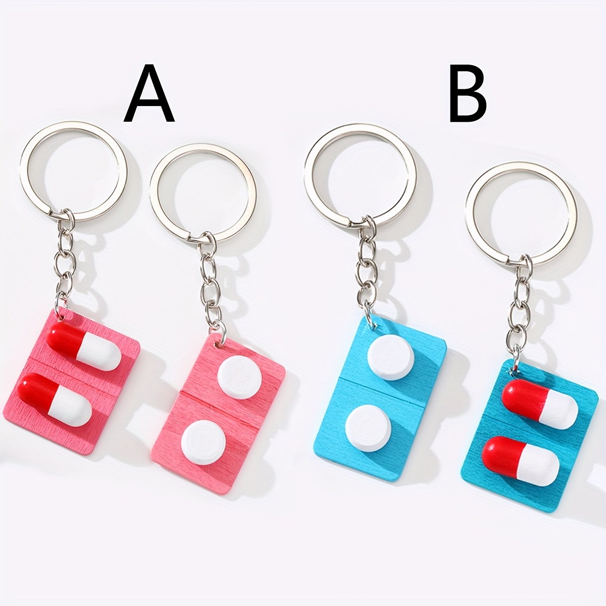 2pcs cute mini medicine pendant keychain creative pendant car bag pendant accessory